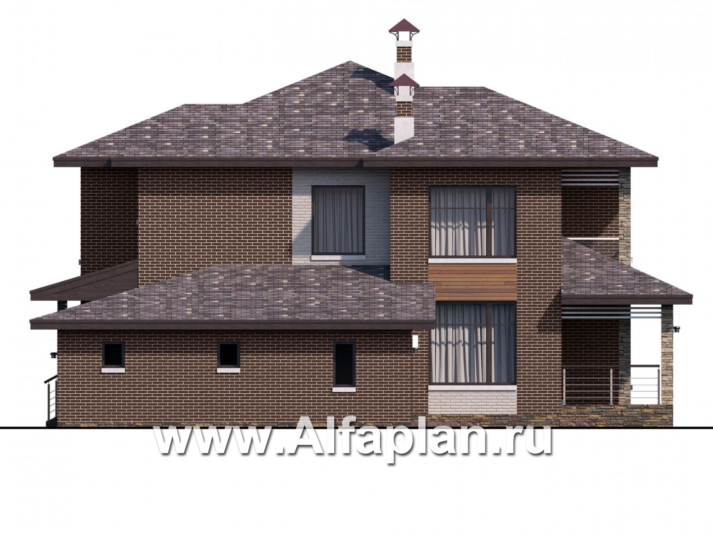 Проекты домов Альфаплан - «Эридан» - современный стильный дом с террасой и гаражом - изображение фасада №2