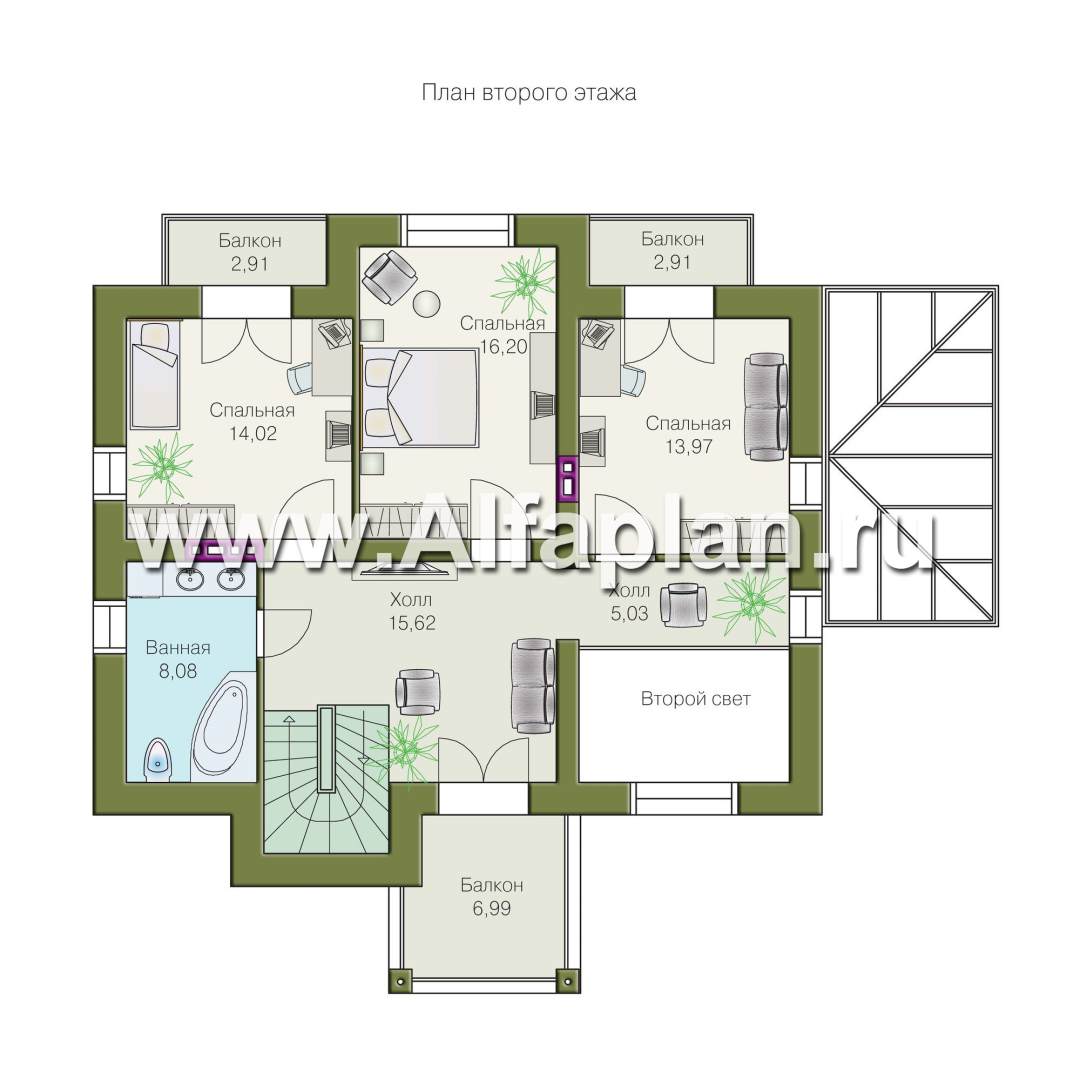Проекты домов Альфаплан - «Разумовский» - элегантный загородный дом - изображение плана проекта №2