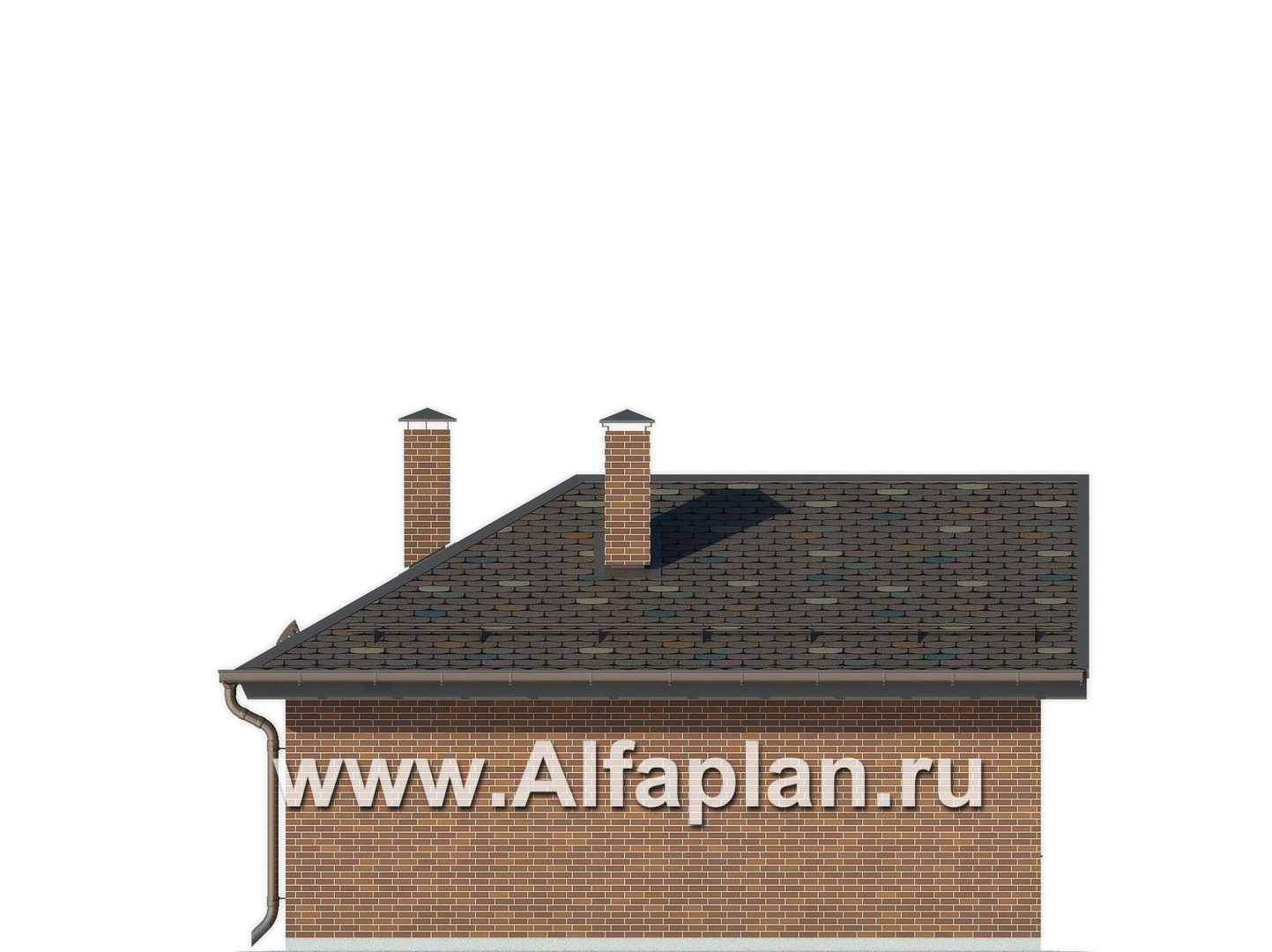 Проект бани, с террасой, расположение в угол участка - фасад дома