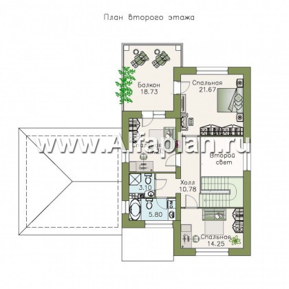 Проекты домов Альфаплан - «Монрепо» - компактный дом из блоков с гаражом-навесом на два авто - превью плана проекта №2