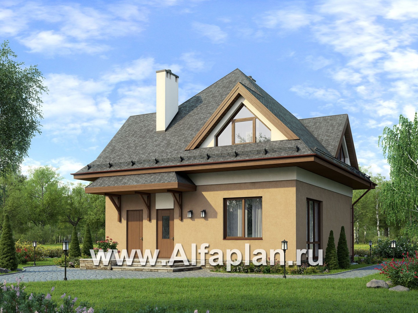 Проекты домов Альфаплан - Экономичный дом с компактным планом - основное изображение