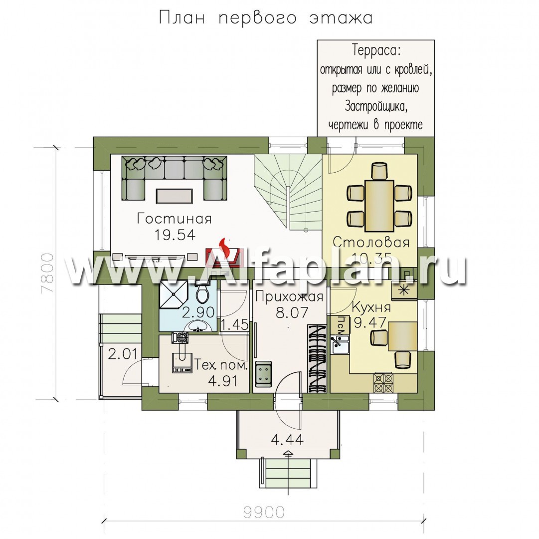 «Боспор» - проект дома с мансардой, из кирпича, в стиле эклектика - план дома