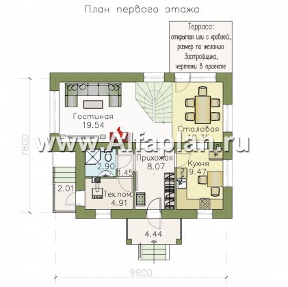 «Боспор» - проект дома с мансардой, из кирпича, в стиле эклектика - превью план дома