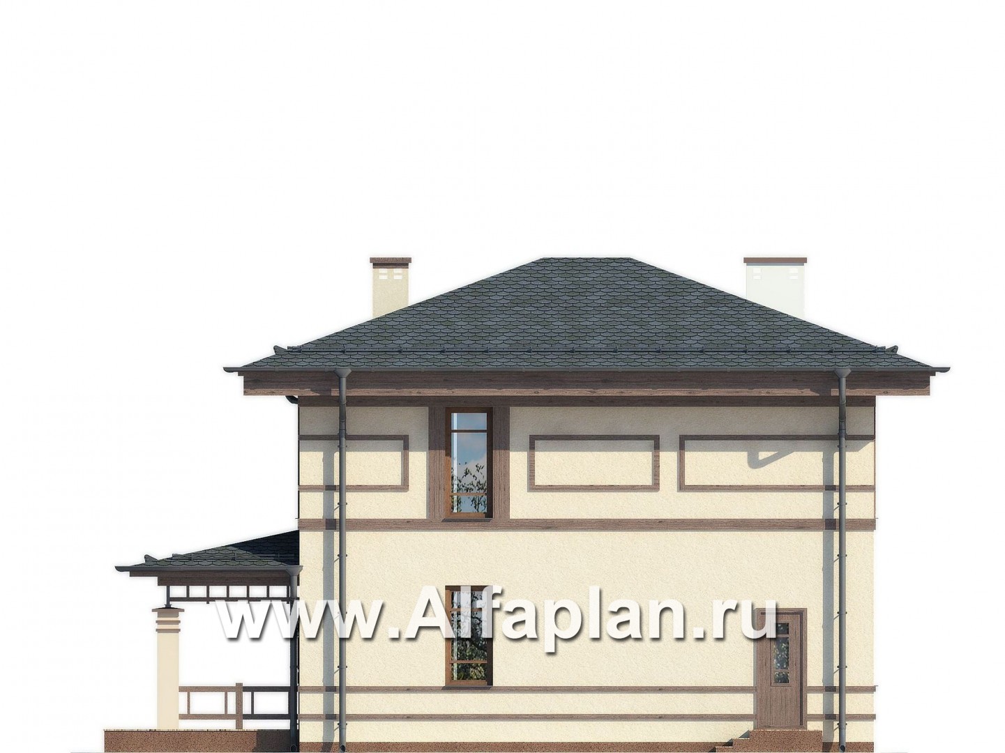 Проекты домов Альфаплан - Двухэтажный дом в восточном стиле - изображение фасада №4
