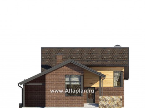 Проекты домов Альфаплан - Современный экономичный загородный дом - превью фасада №1