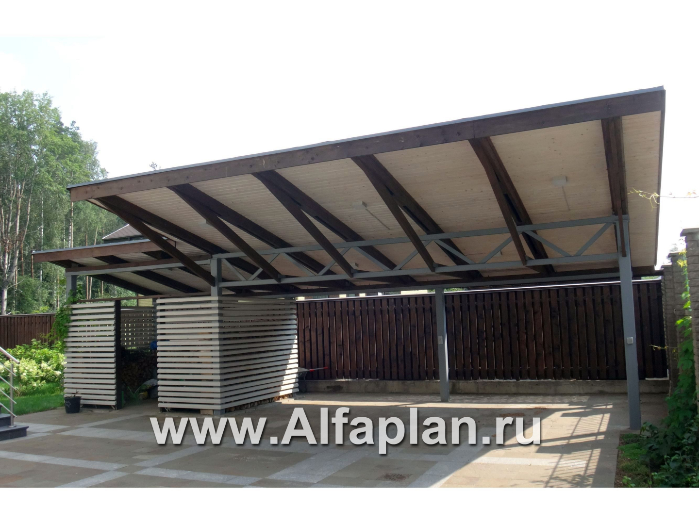 Проекты домов Альфаплан - Гараж-навес на два автомобиля - основное изображение