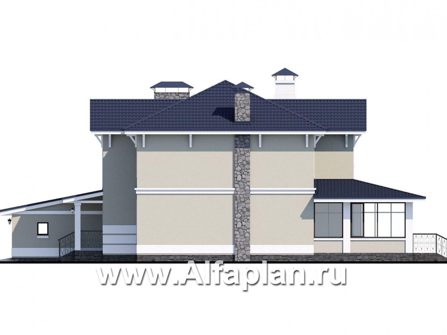 Проекты домов Альфаплан - «Семь ветров» - двухэтажный  комфортабельный коттедж с большим гаражом. - изображение фасада №2