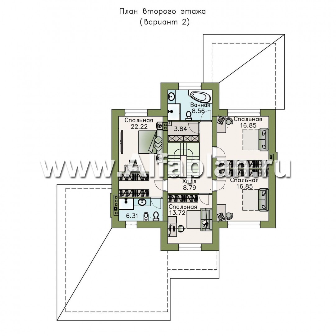 Проекты домов Альфаплан - «Семь ветров» - двухэтажный  комфортабельный коттедж с большим гаражом. - план проекта №3
