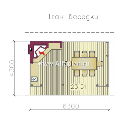 Проект современной беседки, летняя кухня, в современном стиле - превью план дома