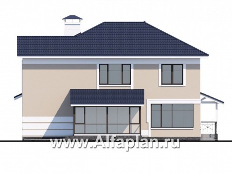 Проекты домов Альфаплан - «Диадема» - респектабельный коттедж в классическом стиле - превью фасада №4