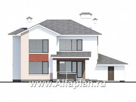 «Платина» - проект двухэтажного современного дома, с террасой и с гаражом, в стиле Акварель - превью фасада дома