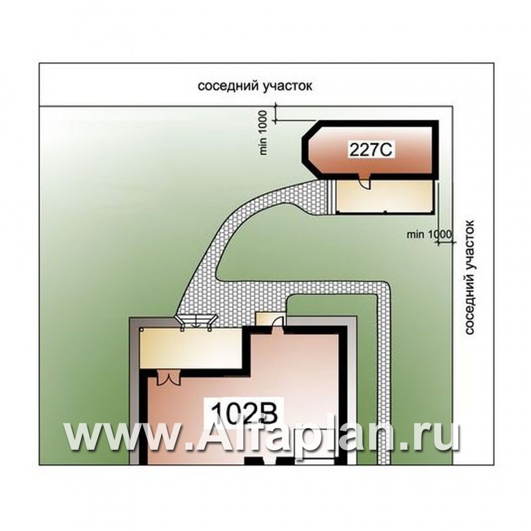 «Шевалье»_ДУО - проект коттеджа с мансардой + проект бани с эркером и с террасой - дизайн дома №2