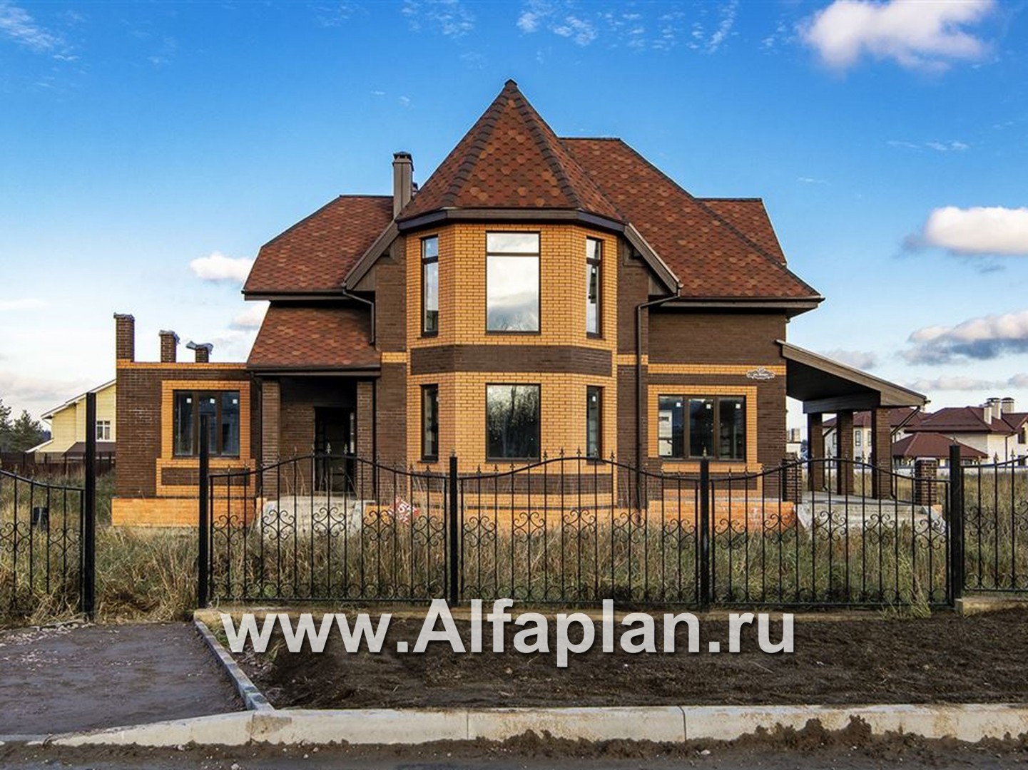 Проекты домов Альфаплан - «Шереметьев» - проект дома с большой открытой террасой - дополнительное изображение №1