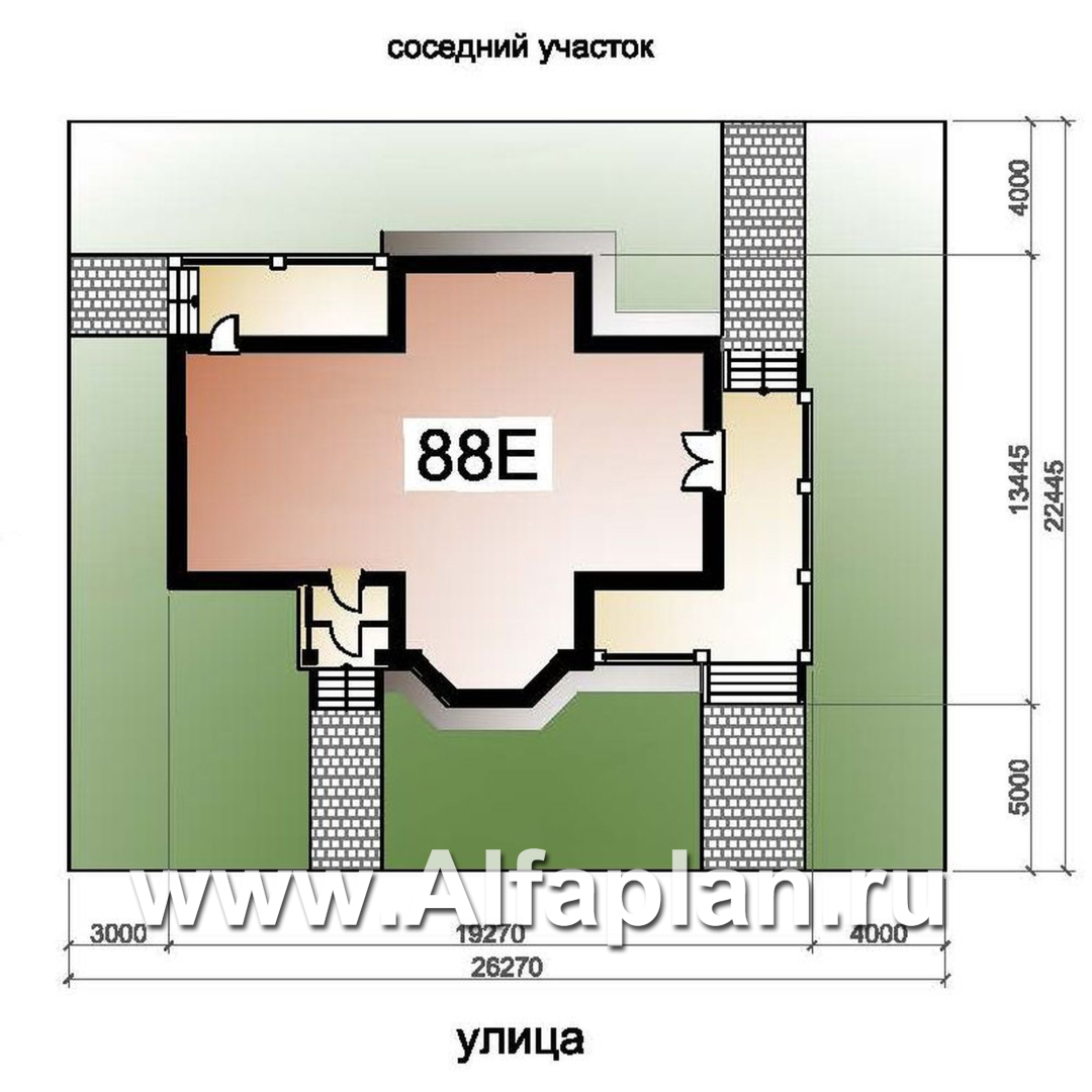 «Клио» -  проект дома с мансардой, с эркером и с террасой, с гостевой квартирой - дизайн дома №3