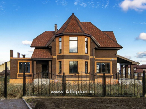 Проекты домов Альфаплан - «Шереметьев» - проект дома с большой открытой террасой - превью основного изображения