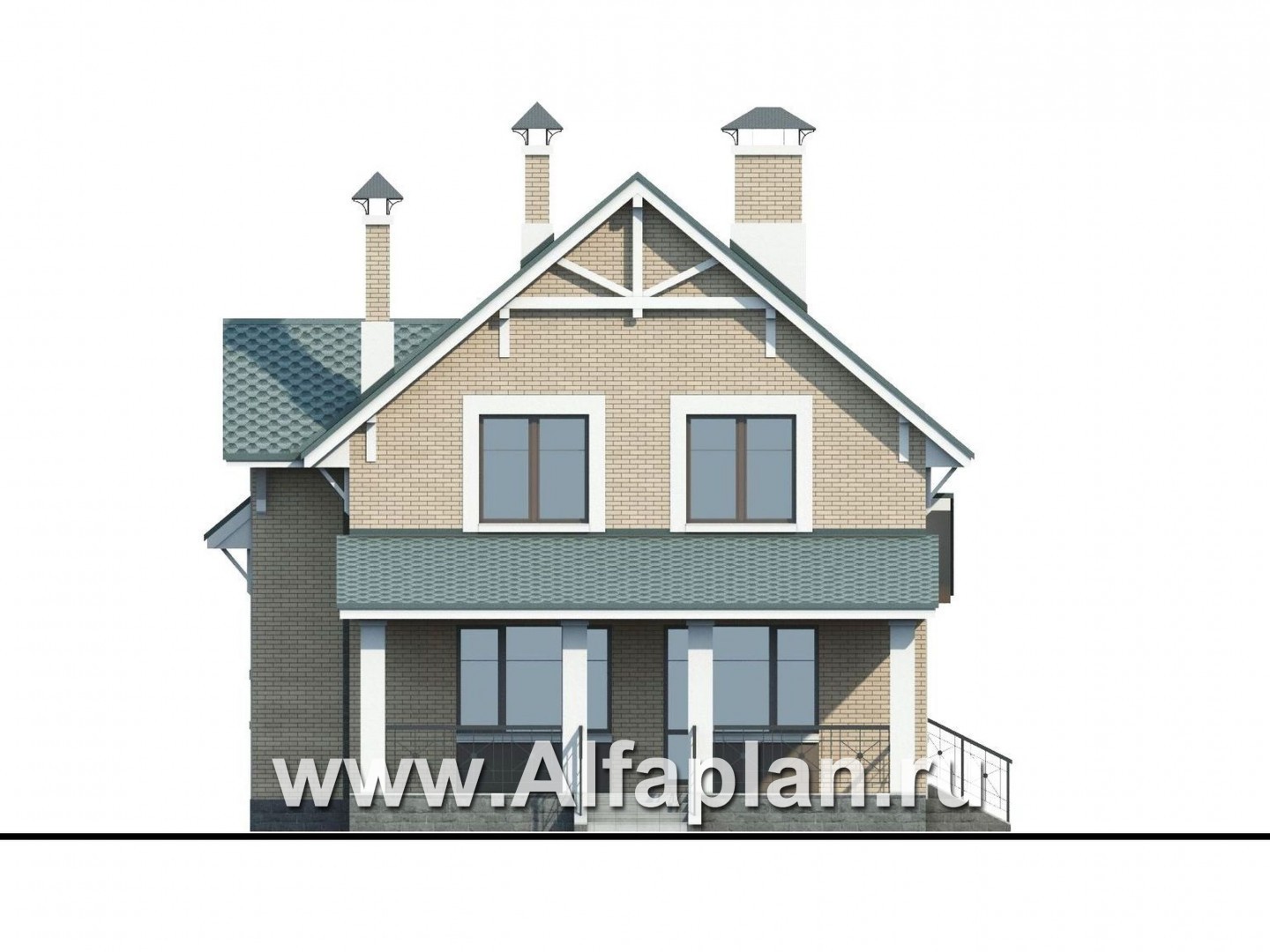 Проекты домов Альфаплан - «Белая ночь» - дом для большой семьи (4 спальни) - изображение фасада №4