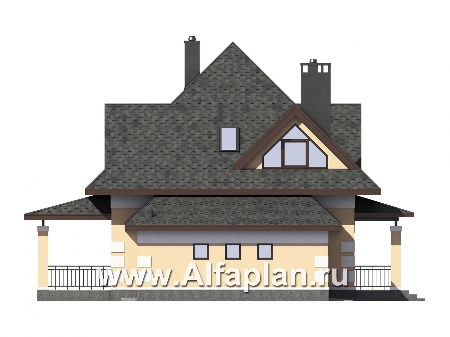 Проекты домов Альфаплан - Компактный мансардный дом c гаражом из газобетона - изображение фасада №2