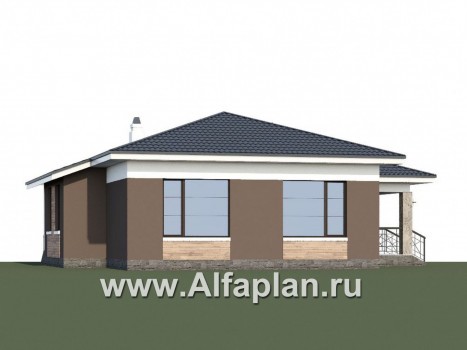 Проекты домов Альфаплан - «Ариадна» - одноэтажный дом для узкого участка - превью дополнительного изображения №1