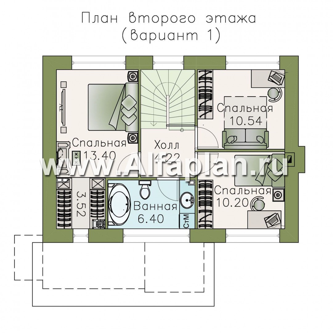 «Карат» - проект простого двухэтажного дома из газобетона, в современном стиле - план дома