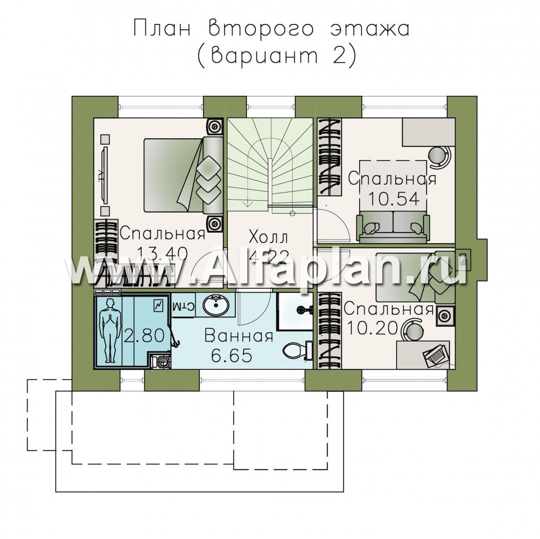 «Карат» - проект простого двухэтажного дома из газобетона, в современном стиле - план дома