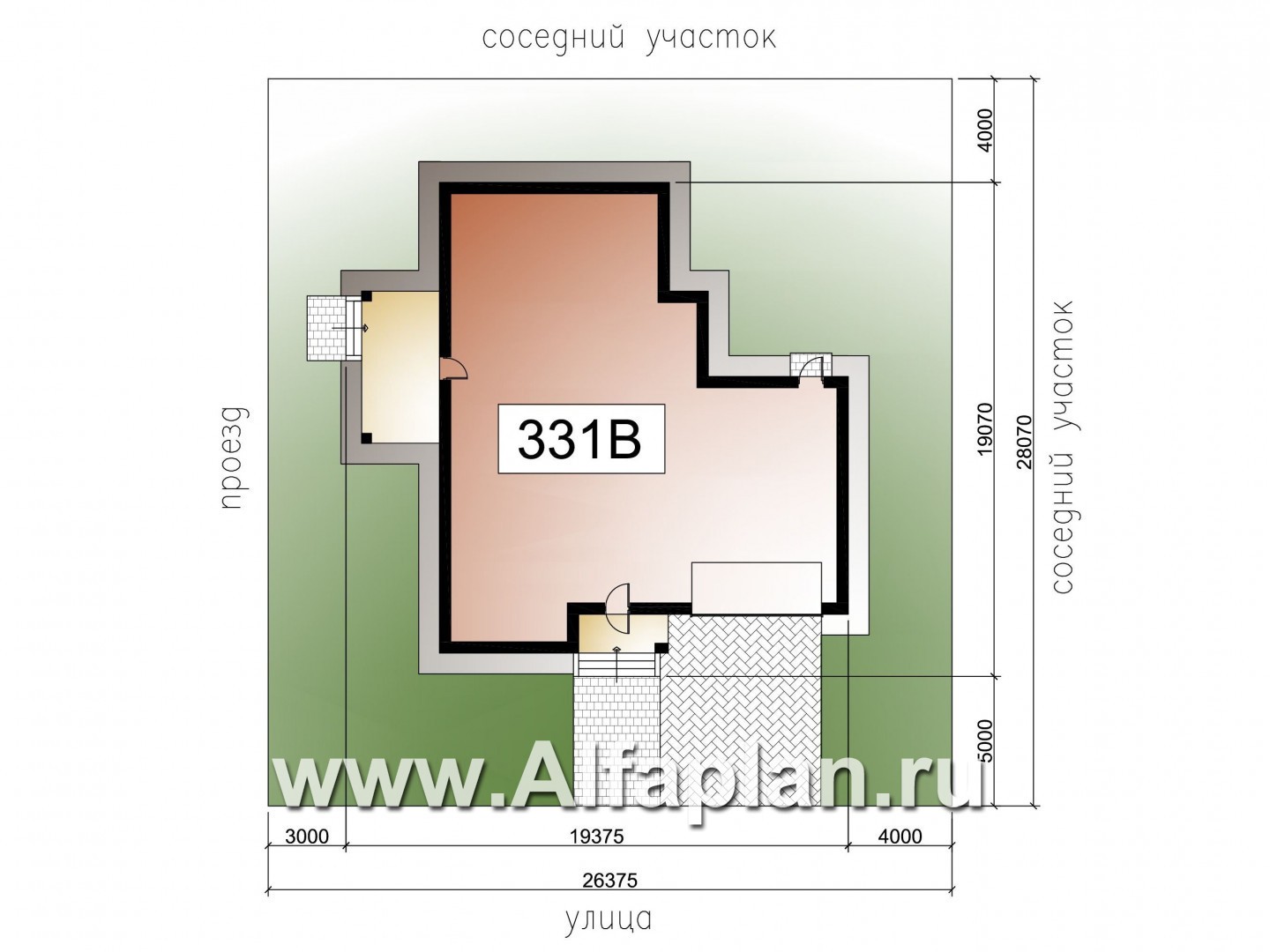 «Ариадна» - проект одноэтажного дома, планировка 3 спальни, c террасой, с гаражом на 2 авто, в современном стиле - дизайн дома №2