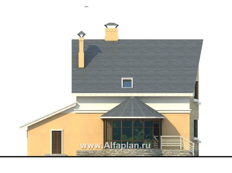 Проекты домов Альфаплан - Дом из газобетона «Боген» с полукруглой гостиной - превью фасада №4