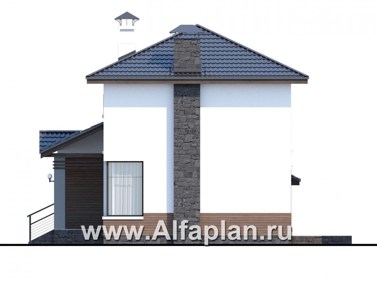 Проекты домов Альфаплан - Кирпичный дом «Карат» - навесом - изображение фасада №2