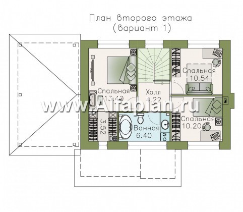 Проекты домов Альфаплан - Кирпичный дом «Карат» - навесом - превью плана проекта №2