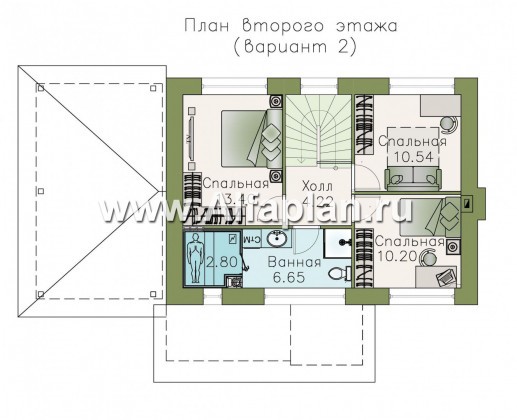 Проекты домов Альфаплан - Кирпичный дом «Карат» - навесом - превью плана проекта №3