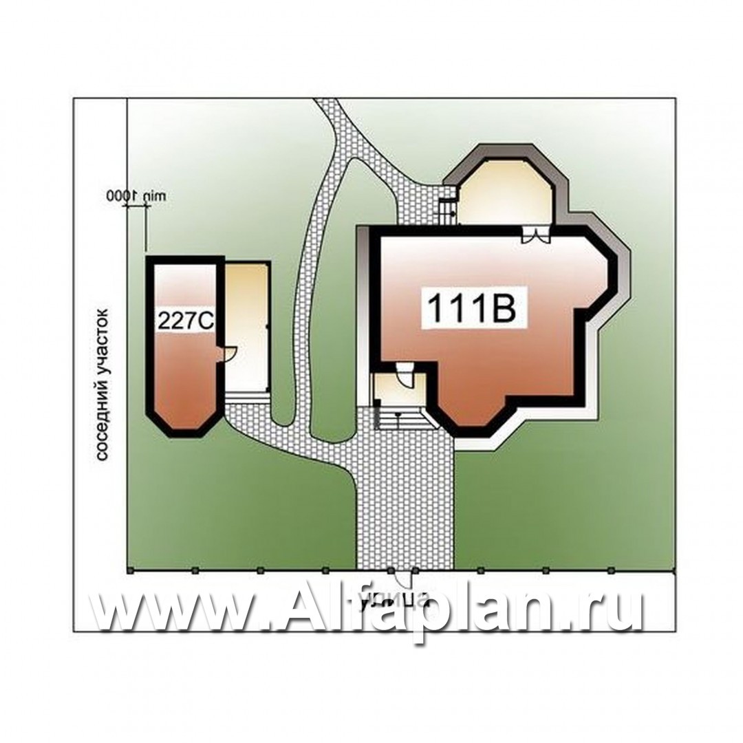 «Классика»_ДУО - проект двухэтажного коттеджа с эркером + проект бани с эркером и с террасой - дизайн дома №1