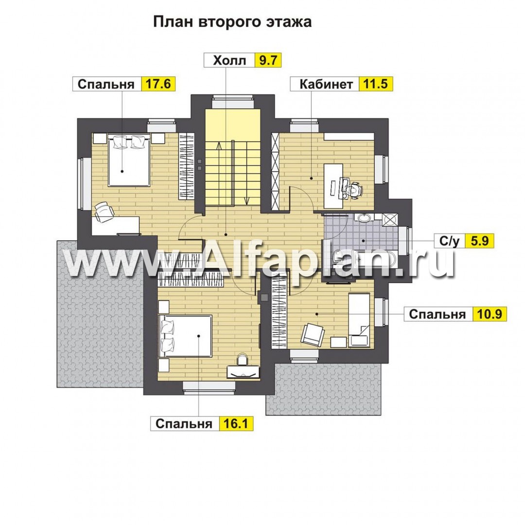 Проекты домов Альфаплан - Современный комфортабельный коттедж - план проекта №2