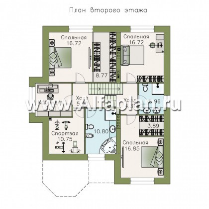 «Корона» - проект дома с мансардой, с эркером и сауной, с гаражом на 1 авто - превью план дома