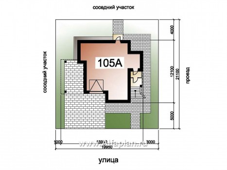 Проект трехэтажного дома из газобетона «Аура», с гаражом в цоколе, с сауной и спортзалом, с балконом и круглым окном - превью дополнительного изображения №4