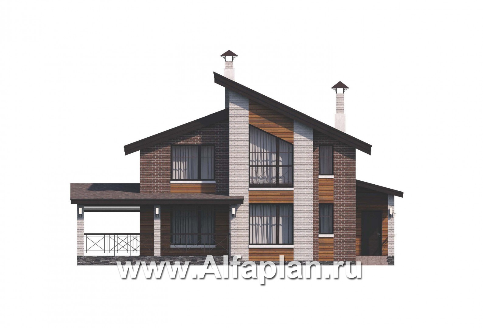 Проекты домов Альфаплан - «Стимул» - проект стильного двухэтажного дома - изображение фасада №1
