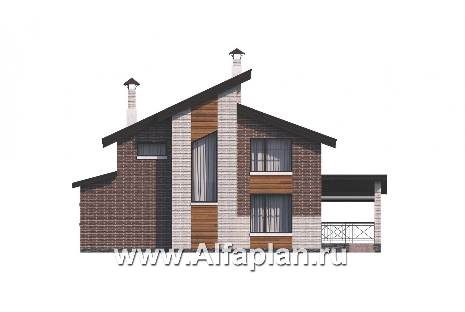 Проекты домов Альфаплан - «Стимул» - проект стильного двухэтажного дома - изображение фасада №4