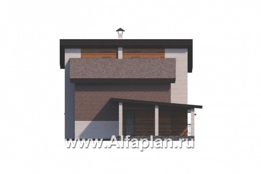 Проекты домов Альфаплан - 792А «Стимул» - проект стильного двухэтажного дома - превью фасада №3
