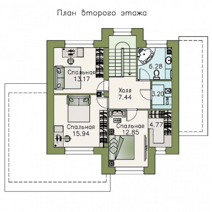 Проекты домов Альфаплан - «Стимул» - проект стильного двухэтажного дома - превью плана проекта №2