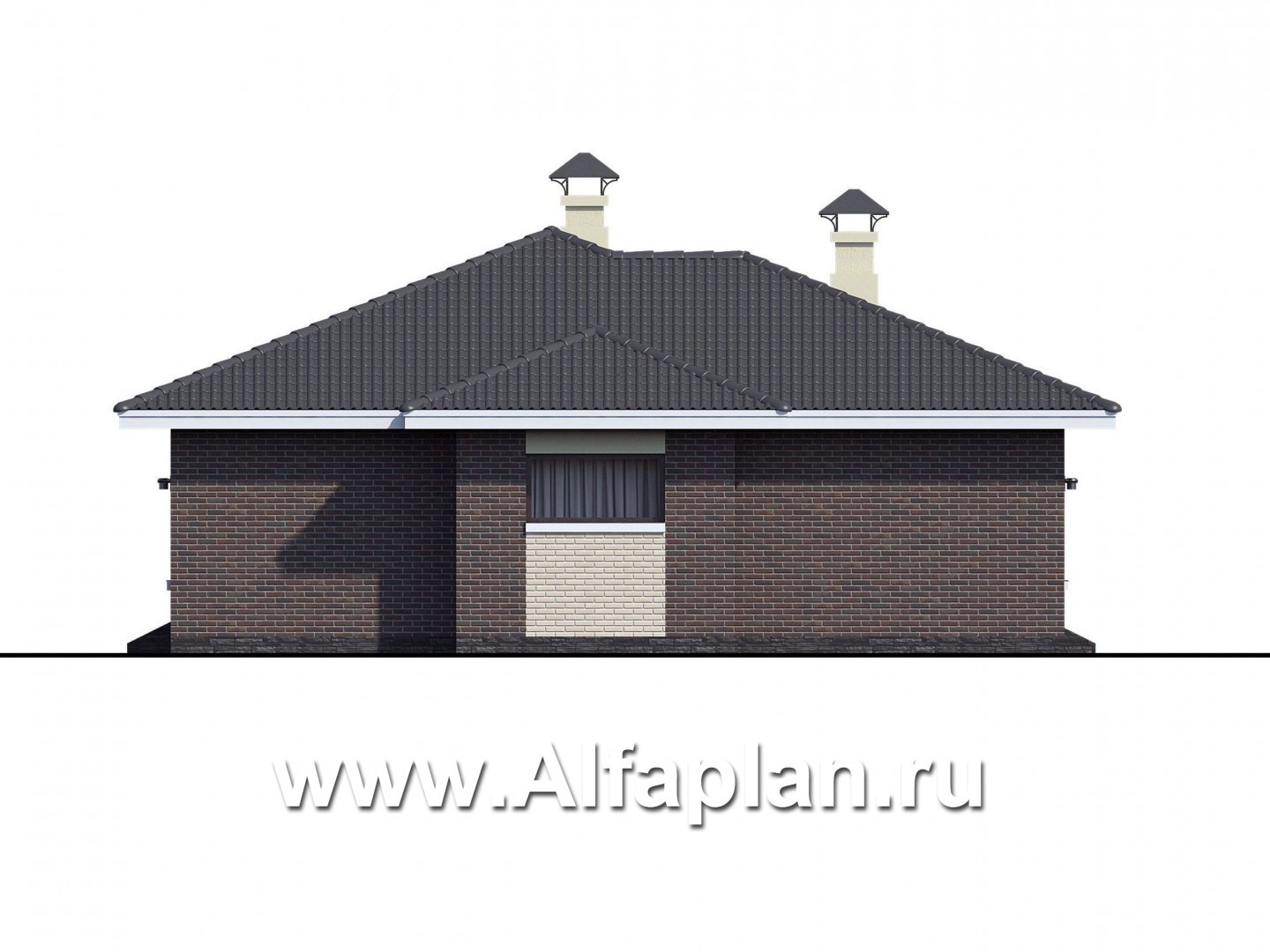 Проекты домов Альфаплан - «Вуокса» - одноэтажный дом с просторной гостиной-столовой - изображение фасада №3