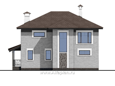 Проекты домов Альфаплан - «Модерн» - изящный коттедж в стиле Серебряного века - превью фасада №4