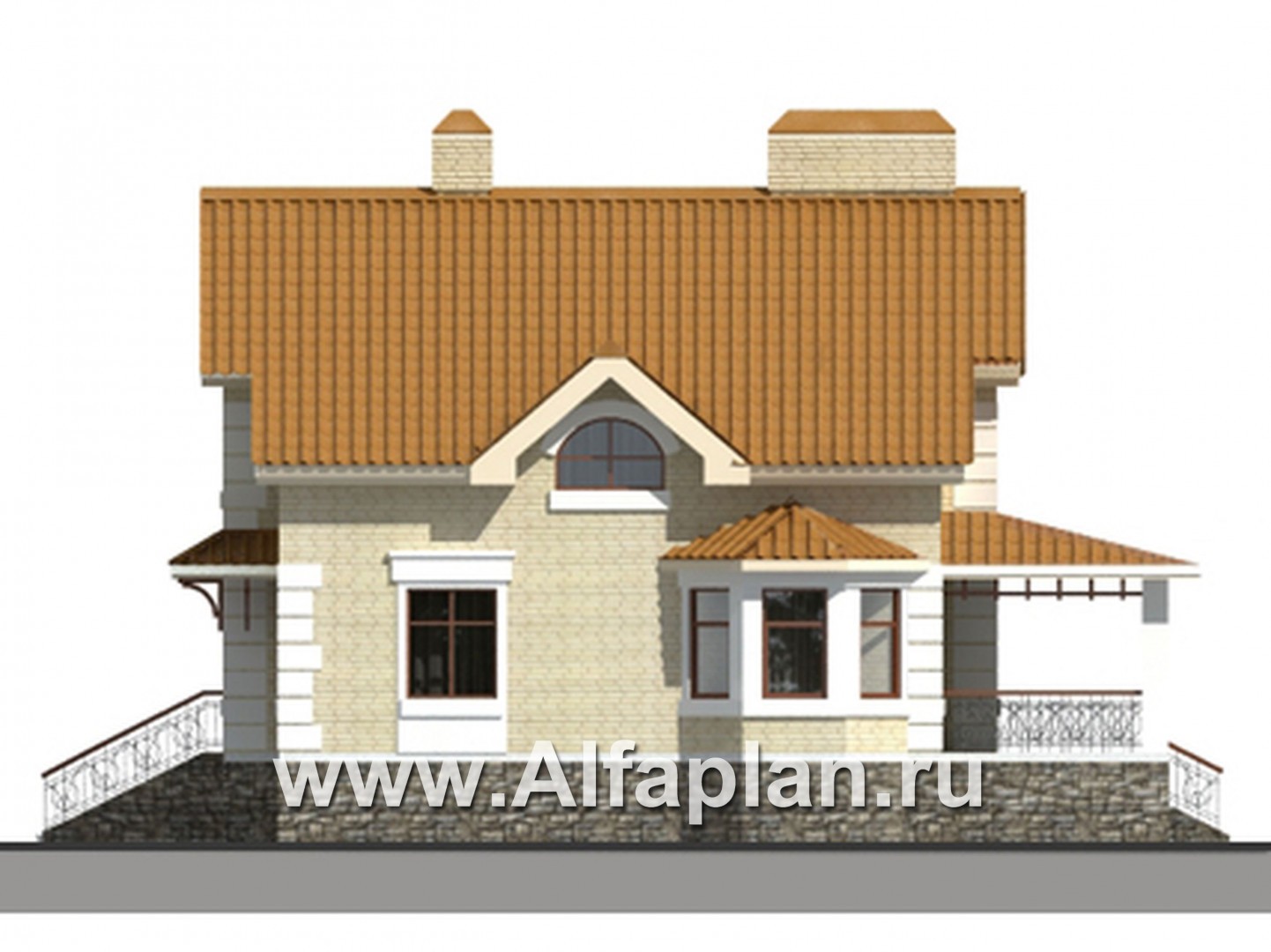 Проекты домов Альфаплан - Традиционный коттедж из газобетона - изображение фасада №3