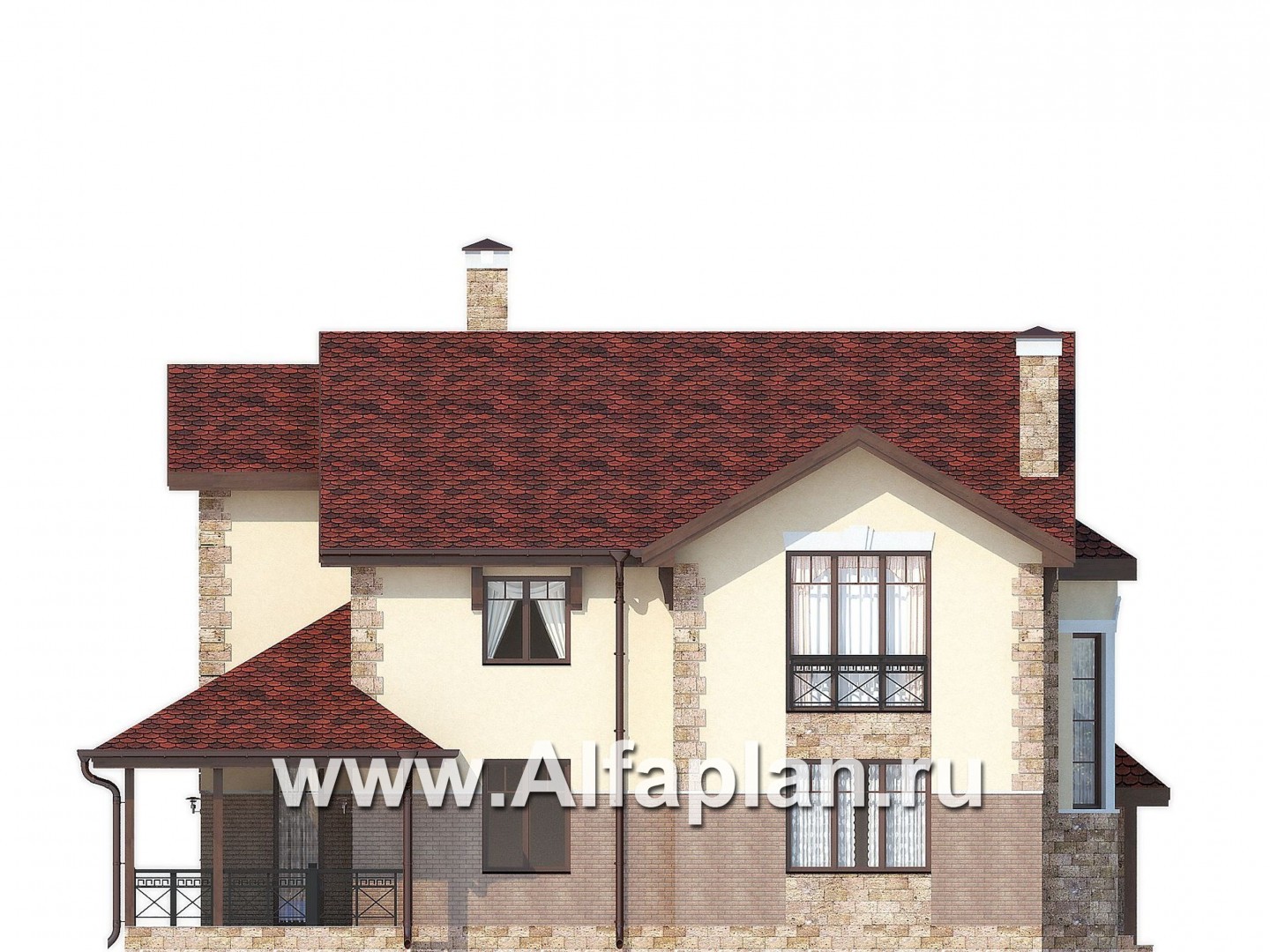 Проекты домов Альфаплан - Двуxэтажный дом с комфортной планировкой - изображение фасада №4