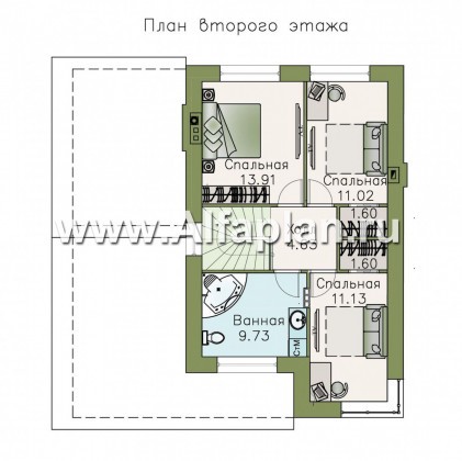 Проекты домов Альфаплан - «Солнечный» - современный, компактный и комфортный дом - превью плана проекта №3