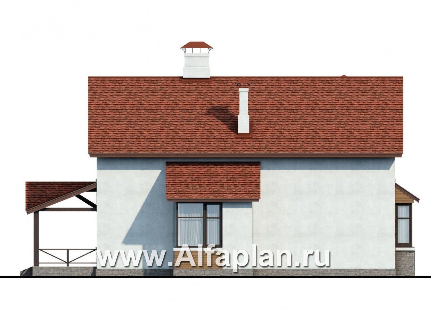 Проекты домов Альфаплан - «Новое время» - кирпичный коттедж для семьи с двумя детьми - изображение фасада №3