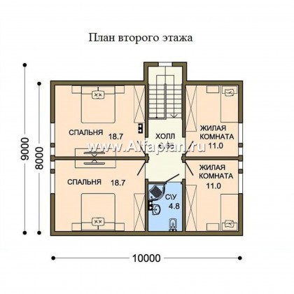 Проект каркасного дома с мансардой, план с кабинетом на 1 эт, в стиле шале - превью план дома