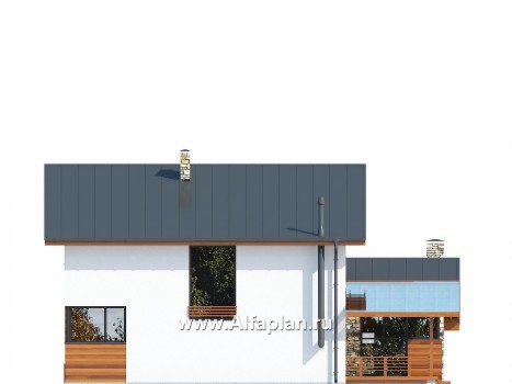 Проекты домов Альфаплан - Современный дом с односкатной кровлей - превью фасада №2