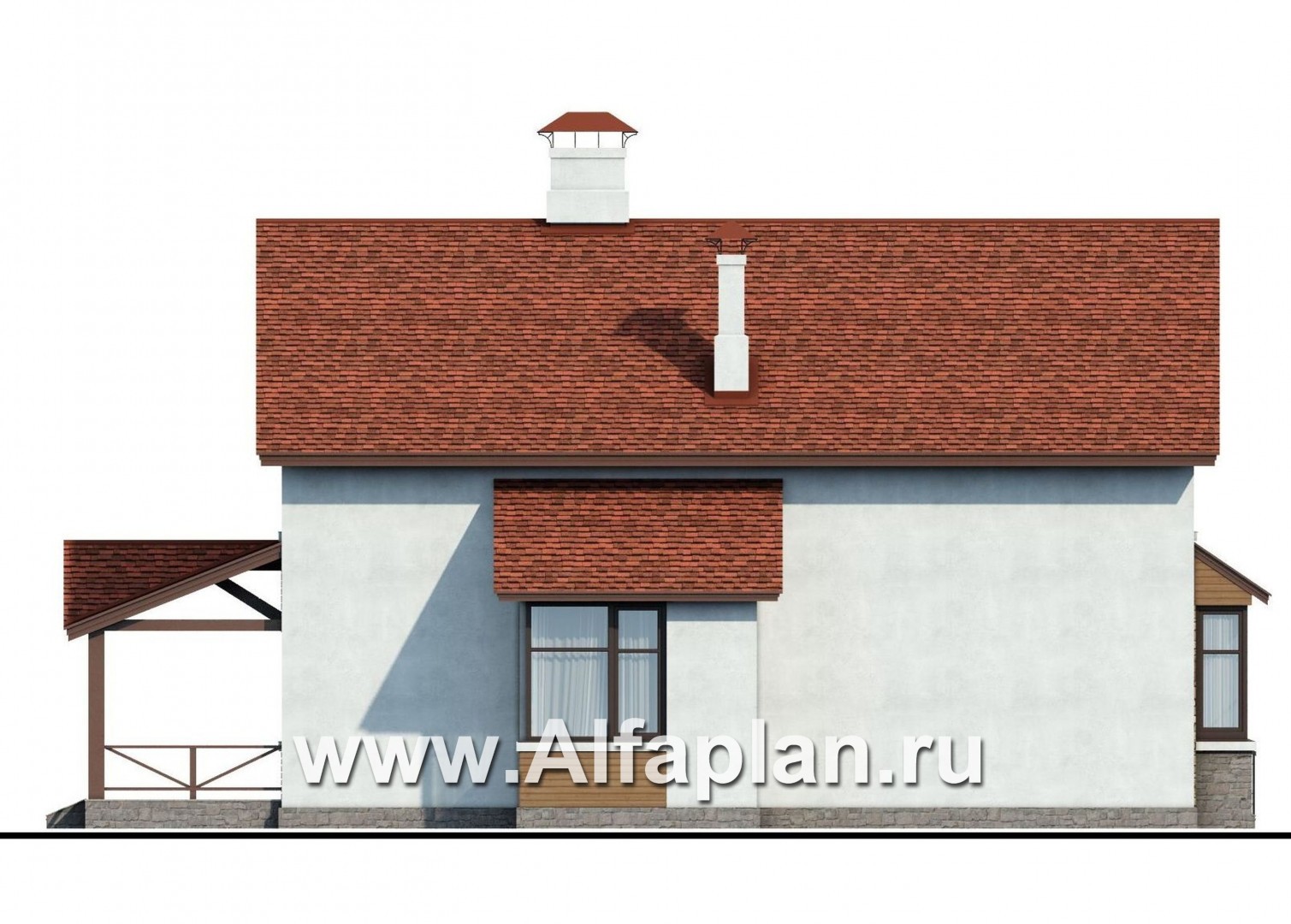 Проекты домов Альфаплан - «Новое время» - коттедж для семьи с двумя детьми - изображение фасада №3