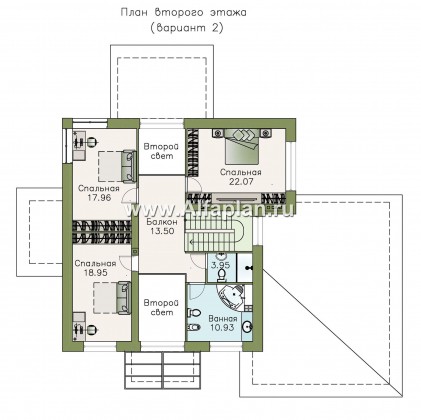 Проекты домов Альфаплан - «Мелодия света» - коттедж эффектными интерьерами и большим гаражом - превью плана проекта №3