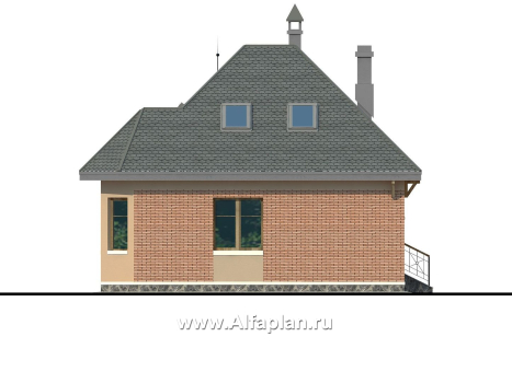 Проекты домов Альфаплан - «Душечка» - проект дома с мансардой, с террасой и вторым светом - превью фасада №4