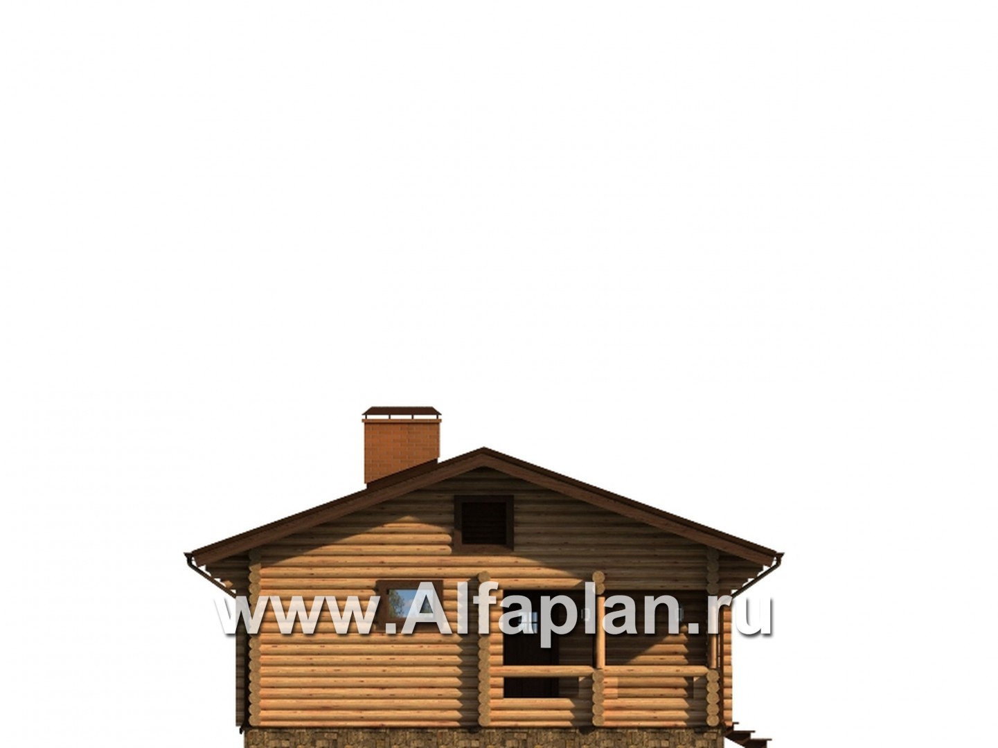 Проекты домов Альфаплан - Проект одноэтажного дома, из бревен, дача, дом для отдыха - изображение фасада №3