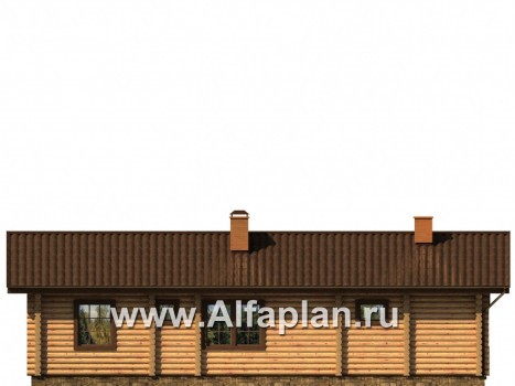 Проекты домов Альфаплан - Проект одноэтажного дома, из бревен, дача, дом для отдыха - превью фасада №4